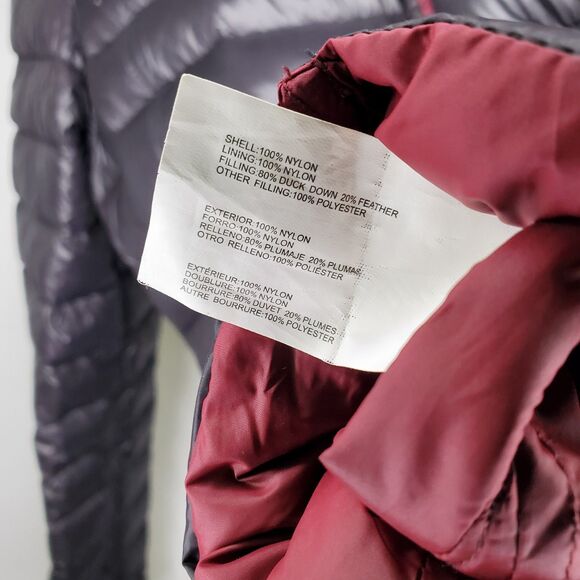 Nautica Packable Down Puffer Jacket Women Medium Reversible Hood Zip Red Black - Picture 8 of 8